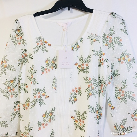 SOLD Lauren Conrad Top White Swiss Dot Sz S - Picture 5 of 8